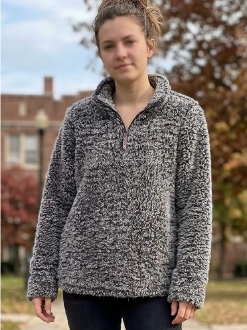 Weatherproof Gray Sherpa Half-Zip Turtleneck Pullover